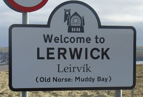 Lerwick Road Sign