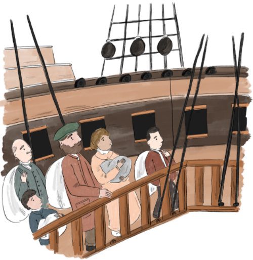 highland-clearances-emmigration-gaelic-scotland Highland Clearances - Emmigration - people on a ship